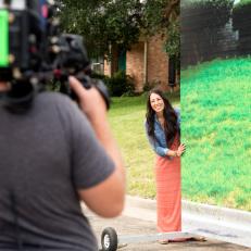 Behind the Scenes: Joanna Gaines With Banner 