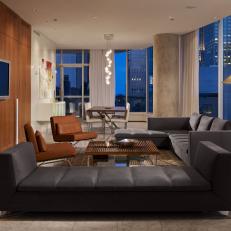 Neutral Urban Modern Living Room With Gray Sofas