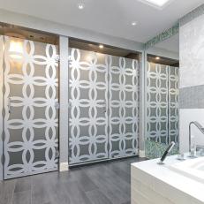 Frosted Glass Walls in Modern Bathroom