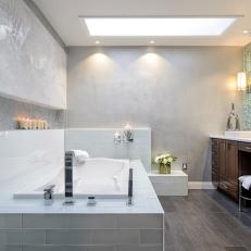 Gray Modern Bathroom With Skylight