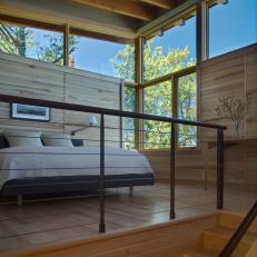 Neutral Asian Bedroom With Exposed Beams