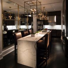 Contemporary Dining Room With White Marble Table