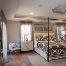 Contemporary Gray Master Bedroom With Canopy Bed