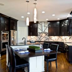 Transitional Eat-In Kitchen With Dark Cabinetry