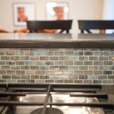 Turquoise and Bronze Glass Tile Kitchen Backsplash