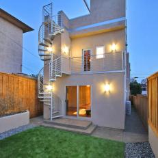 Contemporary Home Exterior With Spiral Staircase