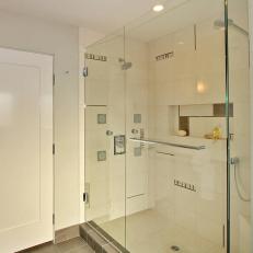 Large Walk-In Shower is Contemporary, Open