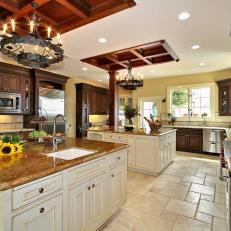 Neutral Traditional Kitchen With Dual Islands