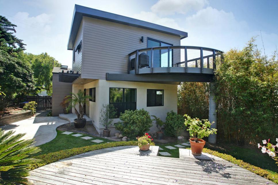 Modern Home Exterior With Deck and Balcony