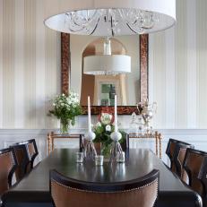 Striped Wallpaper in Traditional Dining Room
