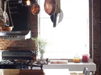 Exposed Brick in Rustic Kitchen