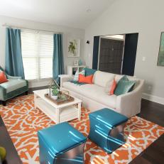 Transitional Living Room With Vibrant Palette