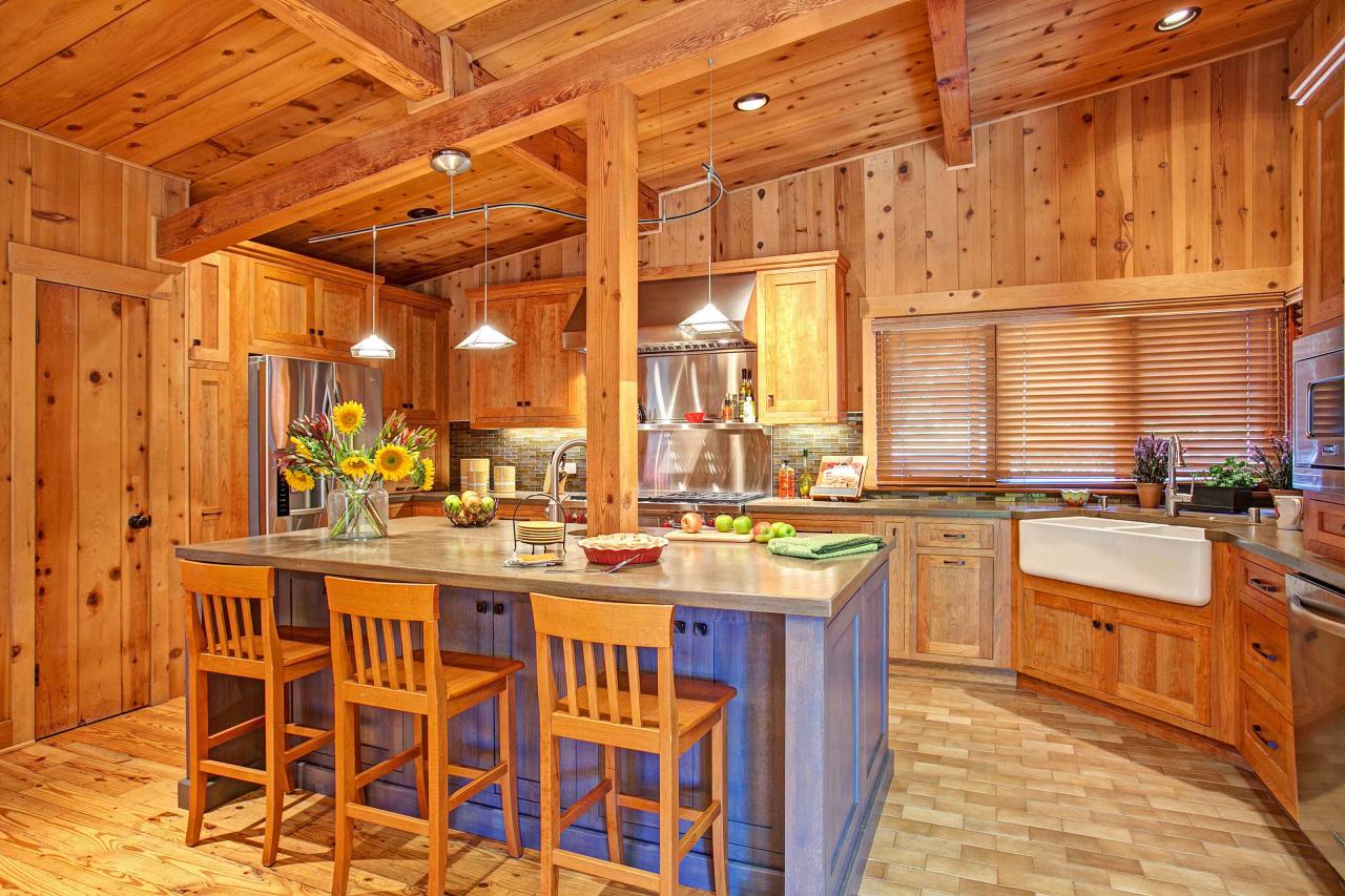 Rustic Cedar Kitchen With Eat-In Island | HGTV