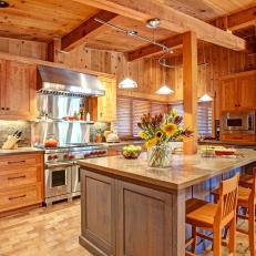 Captivating Cedar Kitchen Features Eat-In Island