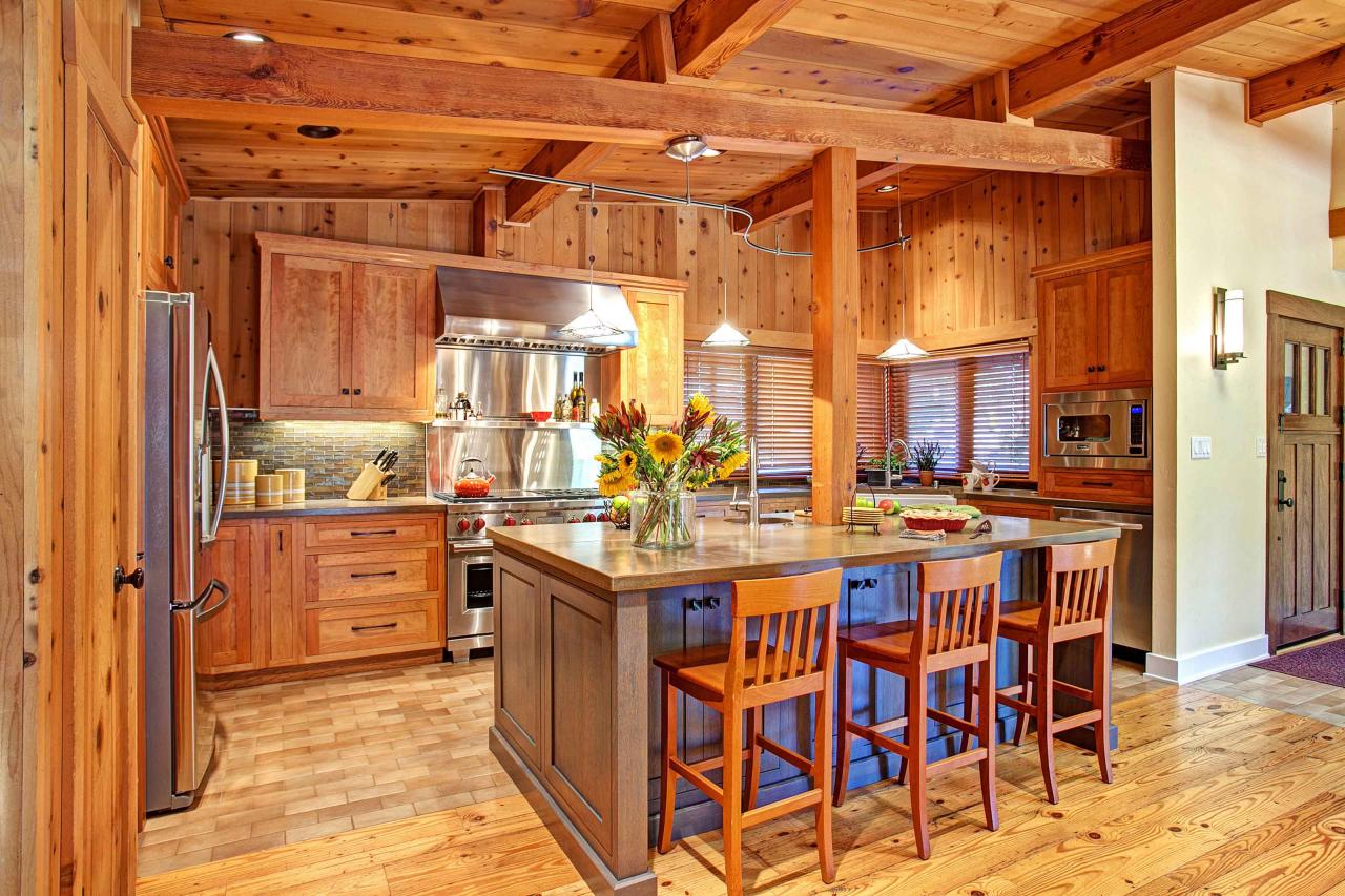 Rustic Cedar Kitchen With Spacious Island & Modern Appliances | HGTV