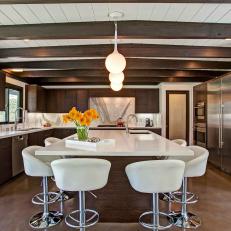 Midcentury Modern Eat-In Kitchen With Barstool Seating