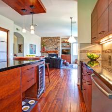 Rustic Zen Kitchen Features Beautiful Hardwood Floors