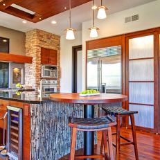 Custom Island & Table for Two in Rustic Zen Kitchen