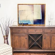 Wooden Sideboard Showcases Contemporary Art
