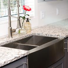 Stainless Steel Apron-Front Sink in Transitional Kitchen