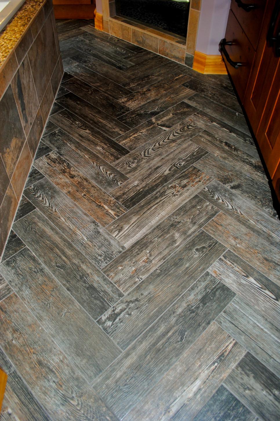 Wood Look Tile  Floor  in Herringbone Pattern HGTV