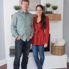 Chip and Joanna Gaines in Renovated Living Room 