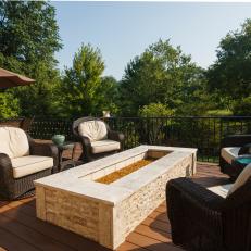 Patio Chairs Flank Rectangular Fire Pit