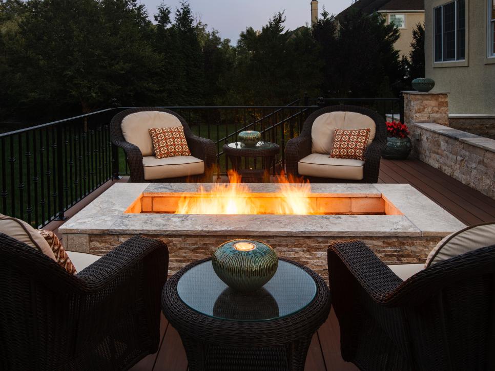 Patio Sitting Area With Rectangular Fire Pit