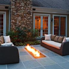 Patio Sitting Area With In-Ground Fire Pit 