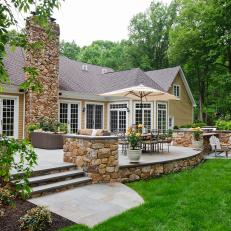 Stone Patio With Outdoor Dining Area