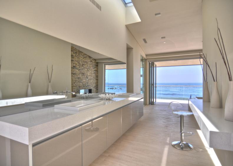 White Modern Bathroom With Ocean View