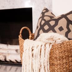 Basket With White Throw and Pillow