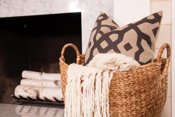 living room blanket storage basket