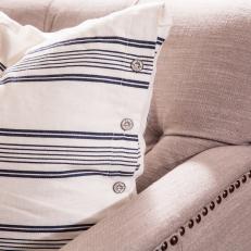 Blue and White Pillowcase With Ticking Stripe