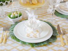 charming yellow and green Easter place setting