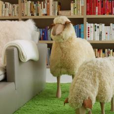 Wooden Sheep in Modern Library
