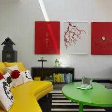 Bold Colorful Accents in Mod Sitting Room