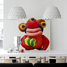 Mod Apartment Dining Room With Colorful Artwork