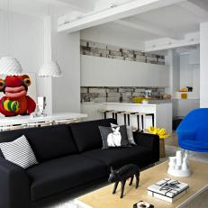 Mod Apartment Living Room Features Pops of Color
