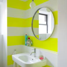 Neon Stripes Energize Small Bathroom