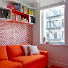 Sofa & Graphic Wallpaper Add Punch of Color