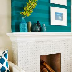 White and Turquoise Fireplace From Sarah Sees Potential