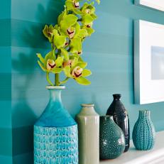 Turquoise Fireplace Mantel Decor From Sarah Sees Potential