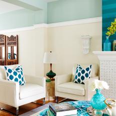 Cheery Turquoise Living Area From Sarah Sees Potential
