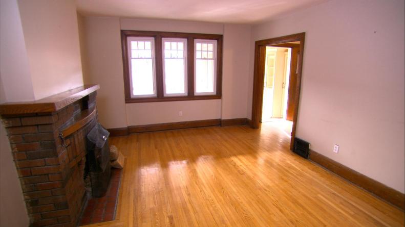 Before Image of Dated, Neutral Living Room