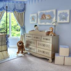 Baby Blue Nursery Boasts Antique Silver Changing Table