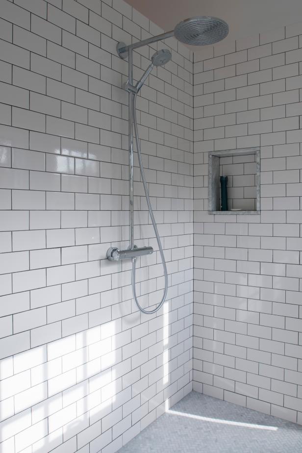 White Subway Tile Shower With, White Subway Tile Shower With Dark Grout