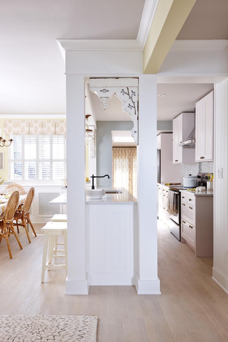 Transitional Kitchen and Dining Space With Shabby Chic Decor
