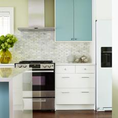 White and Blue Contemporary Kitchen From Sarah Sees Potential