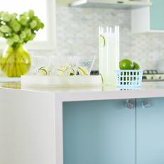 Cheery White and Turquoise Kitchen From Sarah Sees Potential